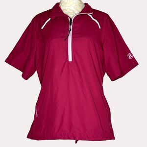 Abacus Packable Womens Athletic 1/4 Zip Jacket Top Red M bv